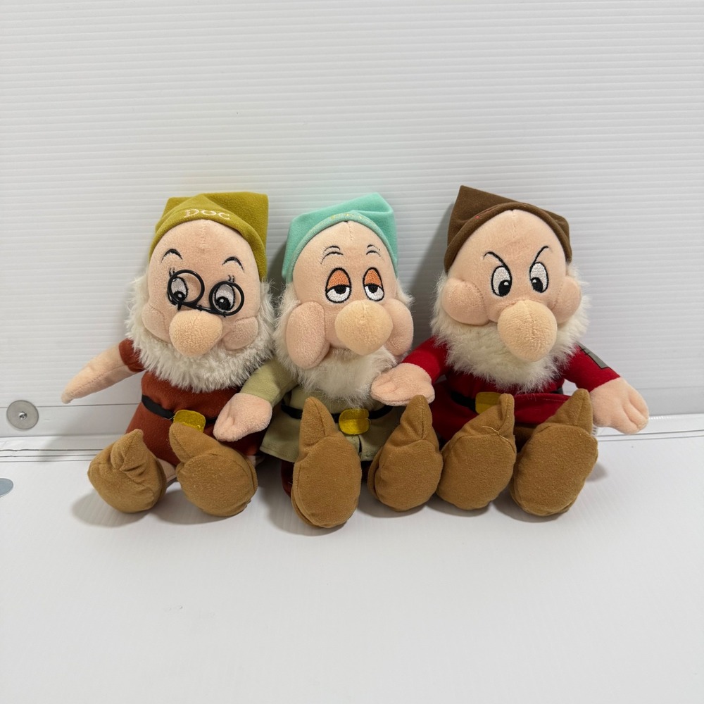 Walt Disney World Snow White Seven Dwarfs Bean Bag Plush Lot Doc Sleepy Grumpy